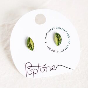 Poptone Green Leaf Earrings